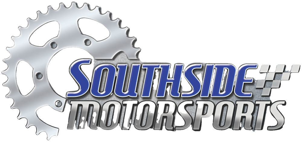 Southside Motorsports logo: chrome sprocket with checkered flag
